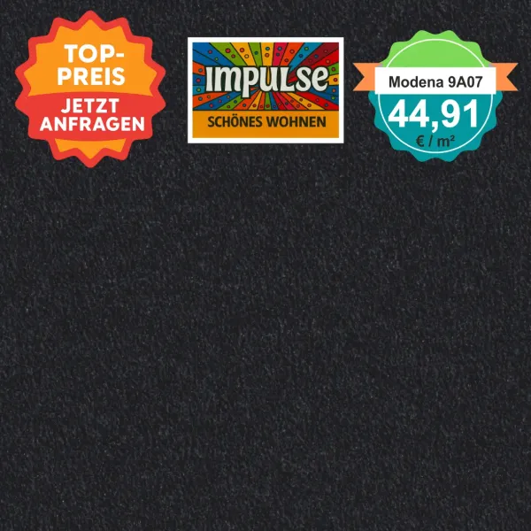 Vorwerk Teppichboden Modena 9A07 schwarzgrau – hochwertiger Velours in markantem Schwarzgrau, Meterware in 4 oder 5 m Breite