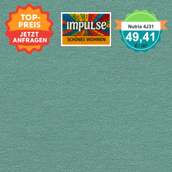 Vorwerk Nutria 4J31 türkis Teppichboden – quadratische Draufsicht, Velours, 49,41 €/m²