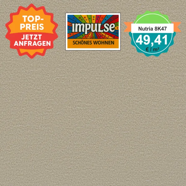 Vorwerk Nutria 8K47 beige Teppichboden – quadratische Draufsicht, Velours, 49,41 €/m²