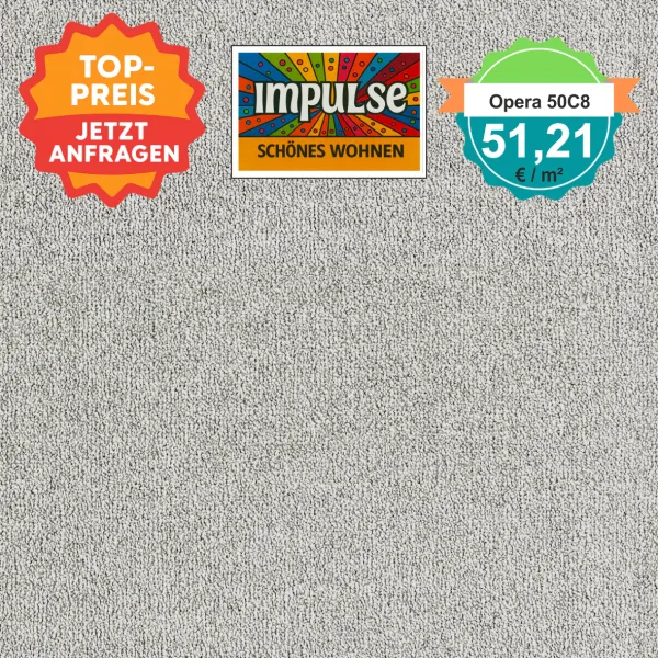 Opera 60C8 grau – Draufsicht quadratisch Vorwerk Teppichboden Opera grau