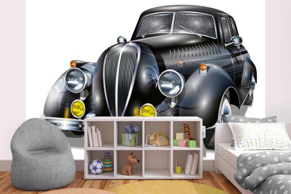 MS-5-2166 als Wandtapete in modernem Interieur; Retro-Design mit räumlicher Tiefe und Vintage-Charme